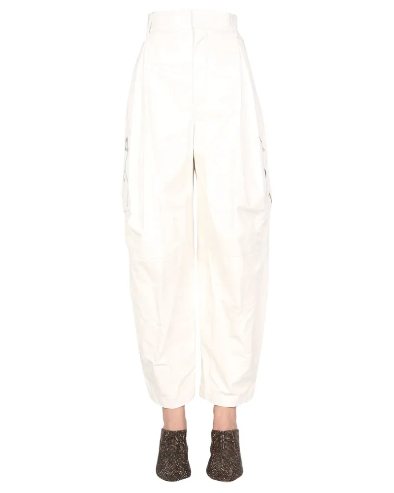 Bottega Veneta White Leather Cargo Pants — White White