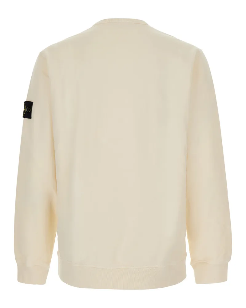 Stone Island Men's Zip-Up Hoodie White Organic Cotton Sweatshirts Sweater White