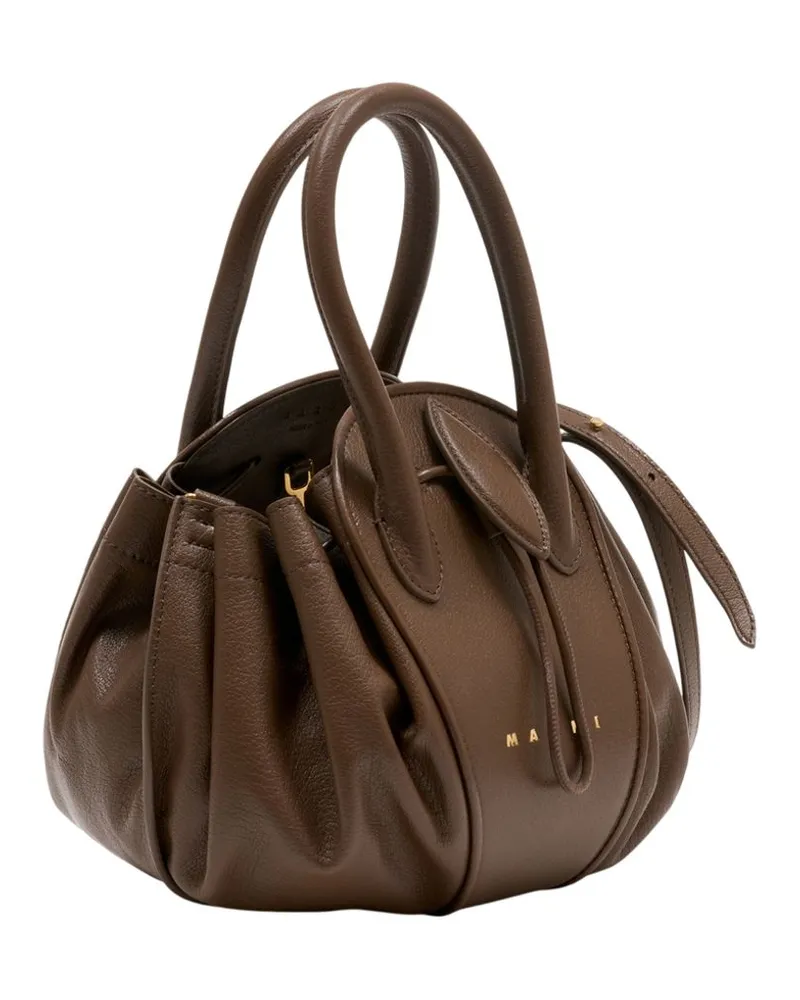 Marni Women's Tulipea Small Shoulder Bag -  Leather Brown Calfskin Shoulder-Hobo-Bags Brown