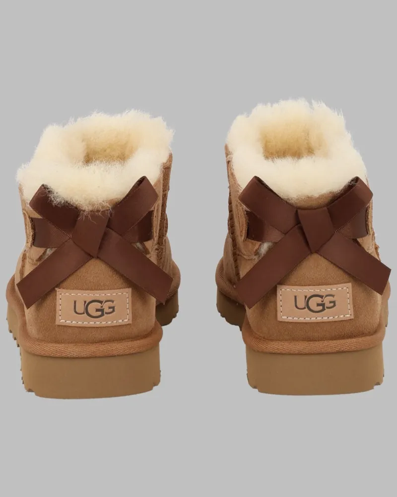 UGG Ultra Mini Bailey Bow Ankle Boots — Brown Brown