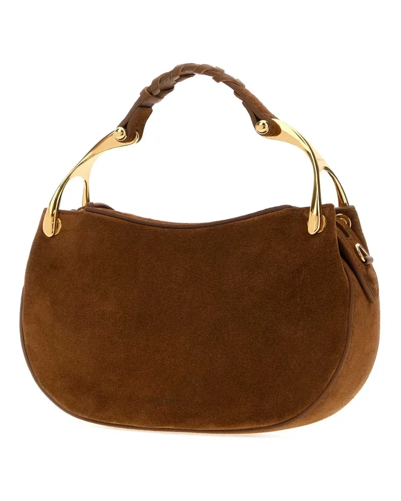 Alexander McQueen Women's Wishbone Mini Darkbrowngold Calf Skin Borse A Mano Bag Brown