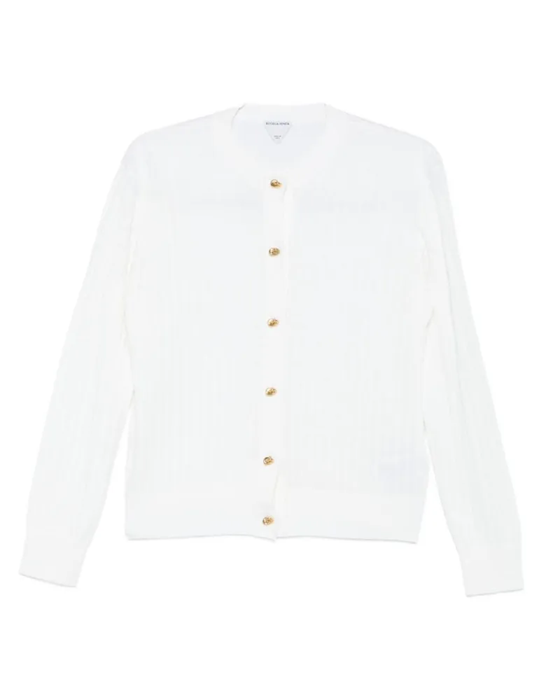 Bottega Veneta Fine Knit Wool Cardigan — White White
