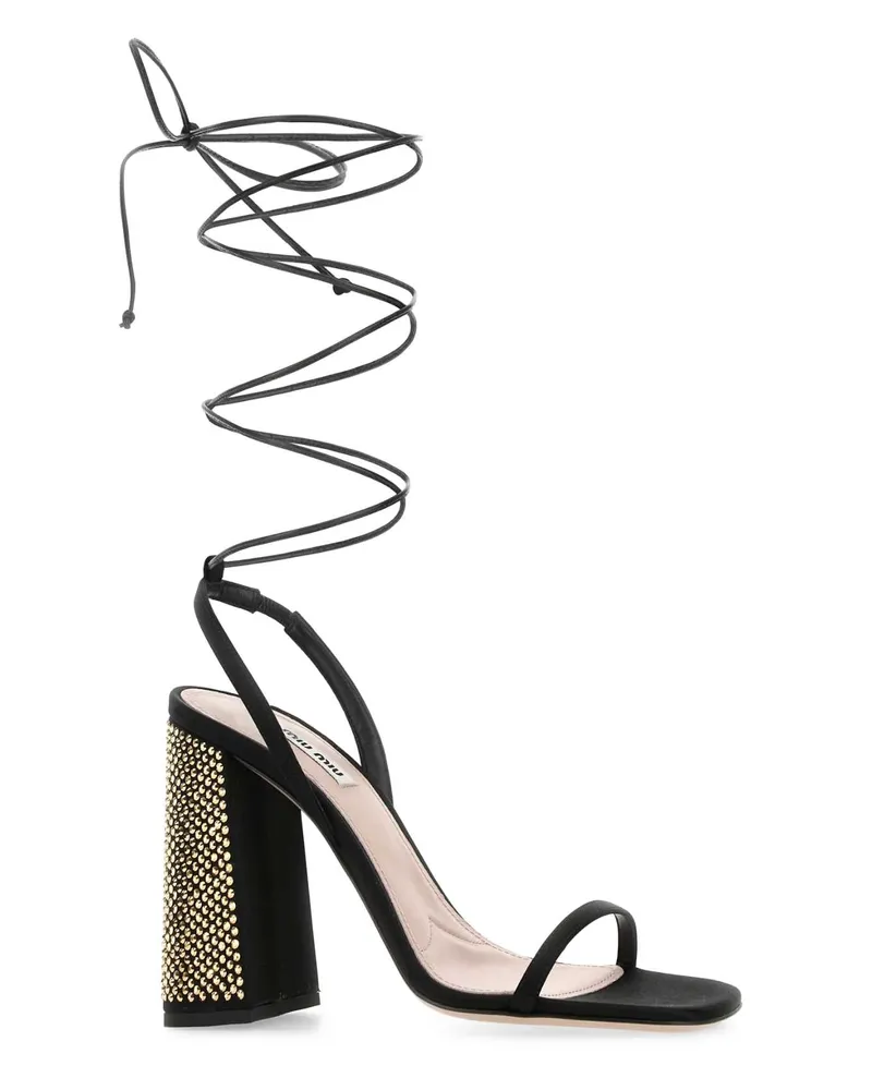 Miu Miu Women's Black Satin Sandals Multicolor Sandali Black