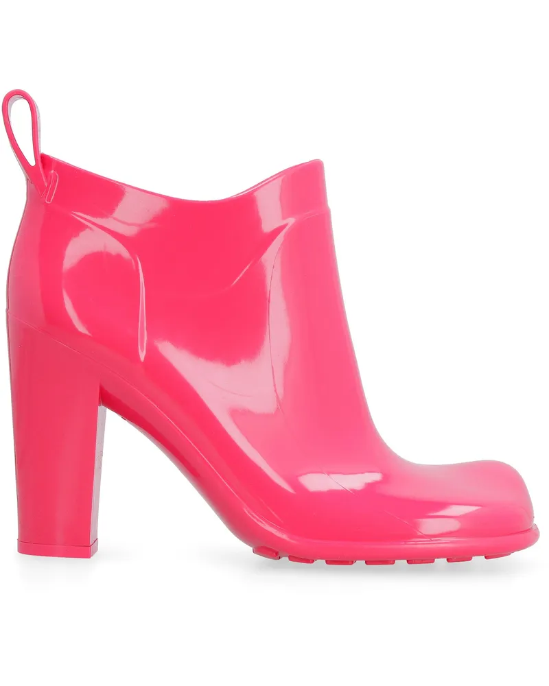 Bottega Veneta Women's Fuchsia Shine Ankle Boots Rubber Pink