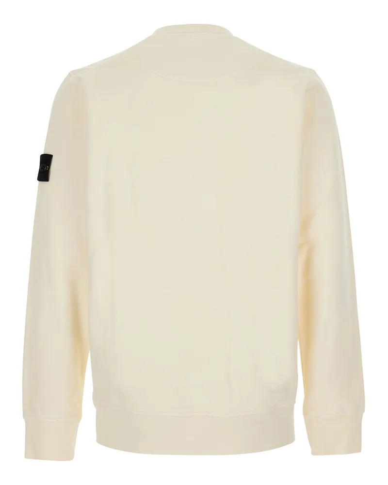 Stone Island Men's White Crew Neck Cotton Sweatshirt Sweatshirts Sweater White