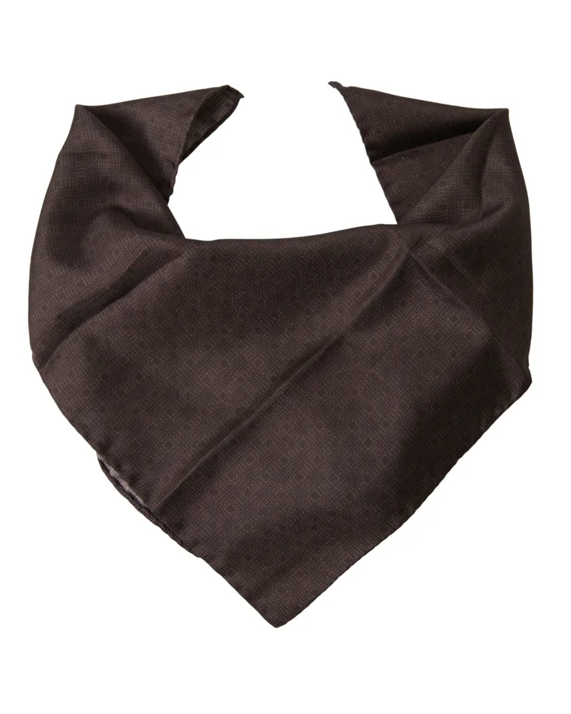 Dolce & Gabbana Men's Brown Patterned Silk Square Handkerchief Scarf Brown