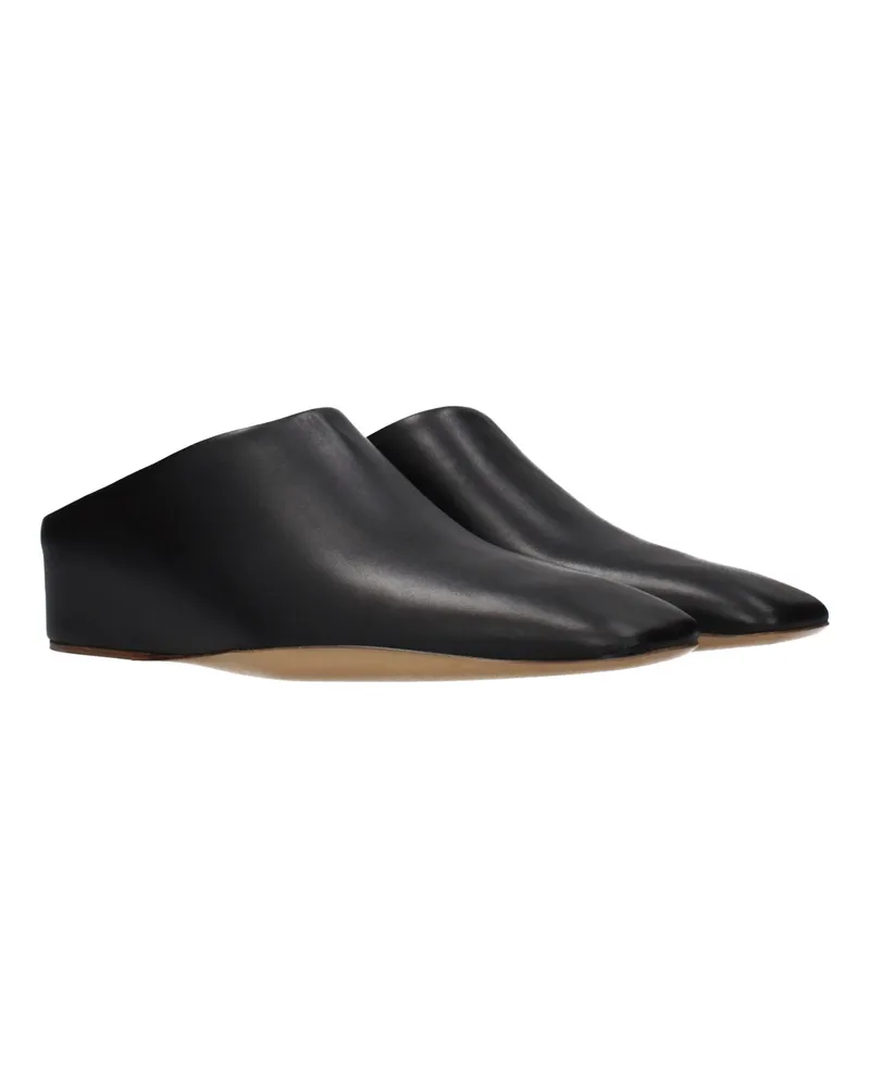 Jil Sander Women's Black Leather Slippers Black