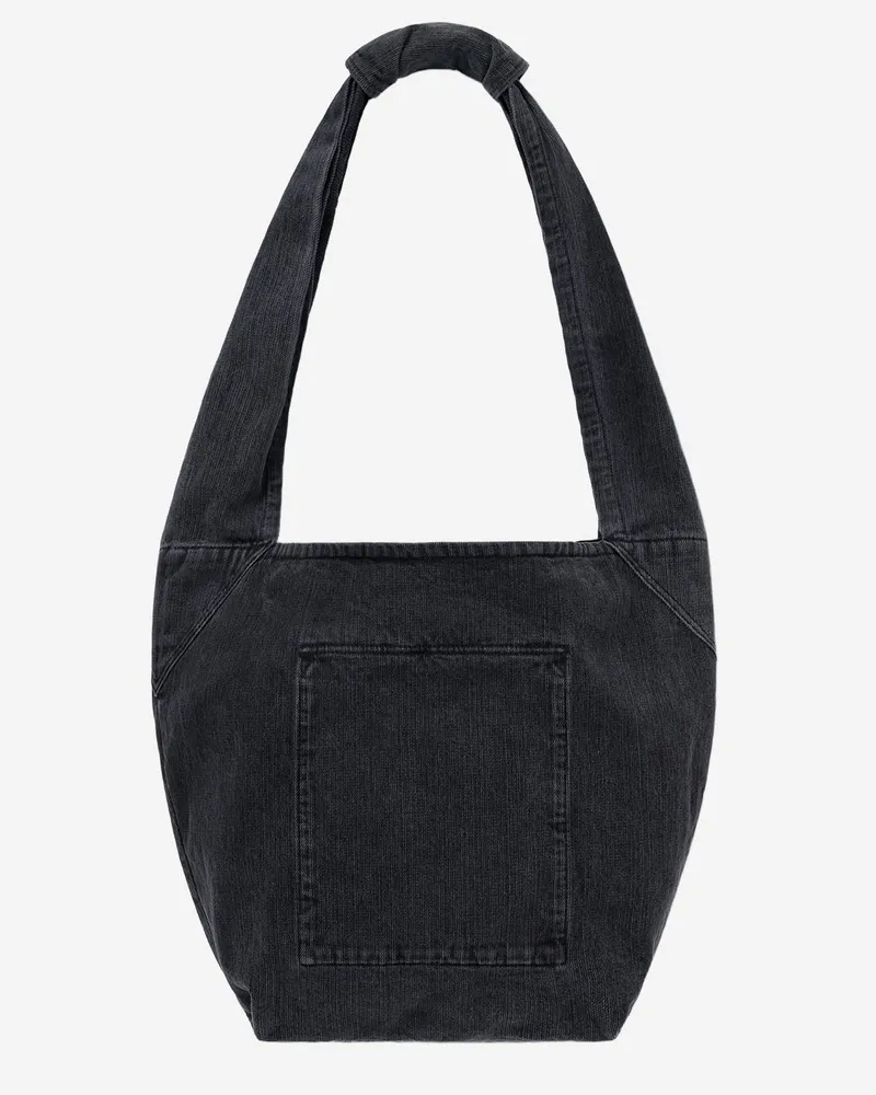 SOLID HOMME Cotton Denim Shoulder Bag — Black Black