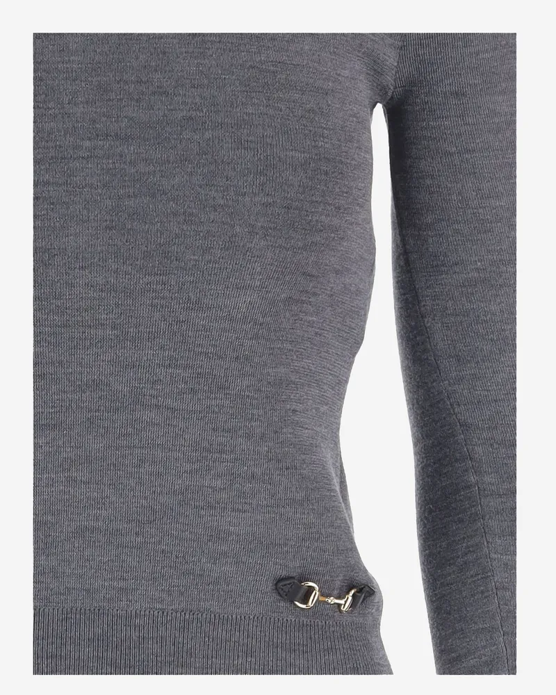 Gucci Wool With Clamp Detail Sweater — Gray Gray