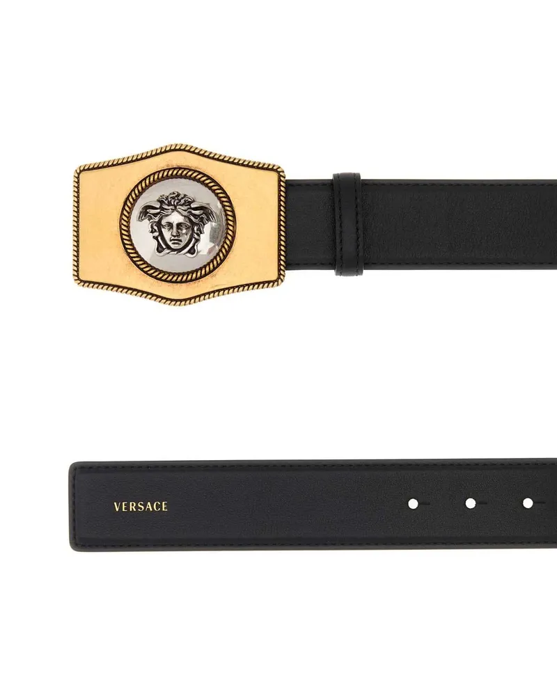 Versace 1024409dvtp1 1b00x Black Gold Exterior: Leather Cinture Belt Black