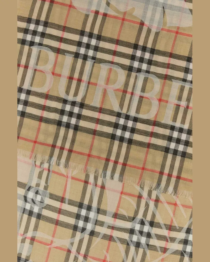 Burberry Unisex Embroidered Wool Blend Scarf Sandpeat Exterior: Silk Sciarpe E Foulard Scarfs Beige