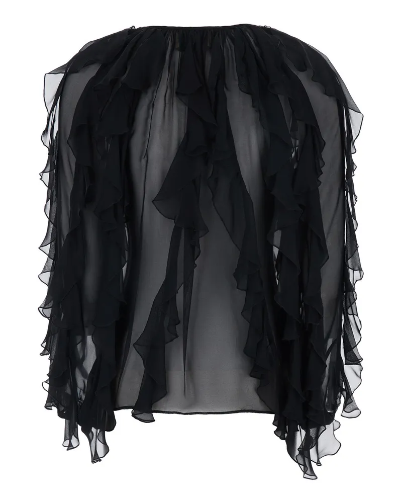 Momoni Women's Blouse Canela Black Viscose-Silk Blouses Shirt Black
