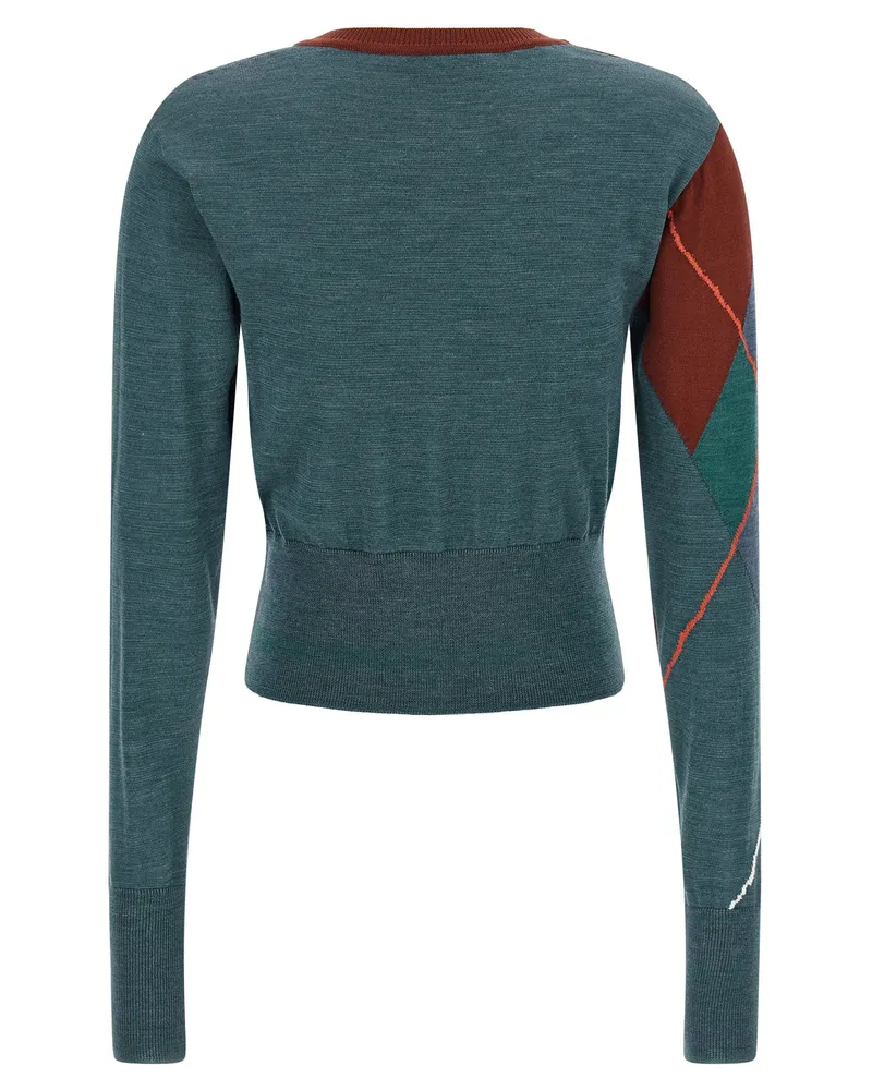 Vivienne Westwood Argyle Cropped Cardigan — Teal Teal