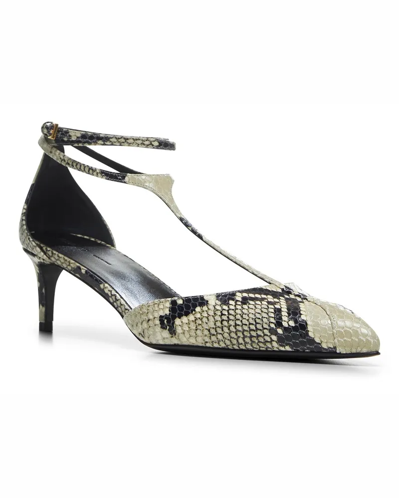 KHAITE Women's Python Embossed Leather Mia Pump Calf Pumps High Heel Shoes Multicolor