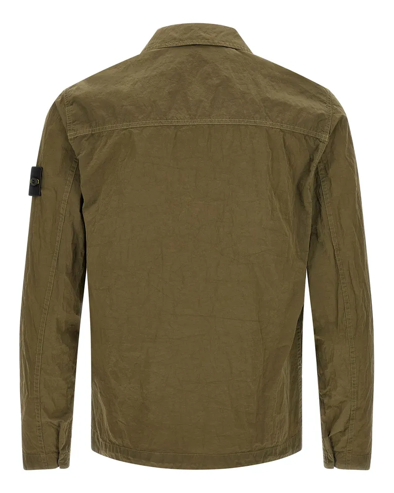 Stone Island Men's Bicolor Polyamide Blouse Green