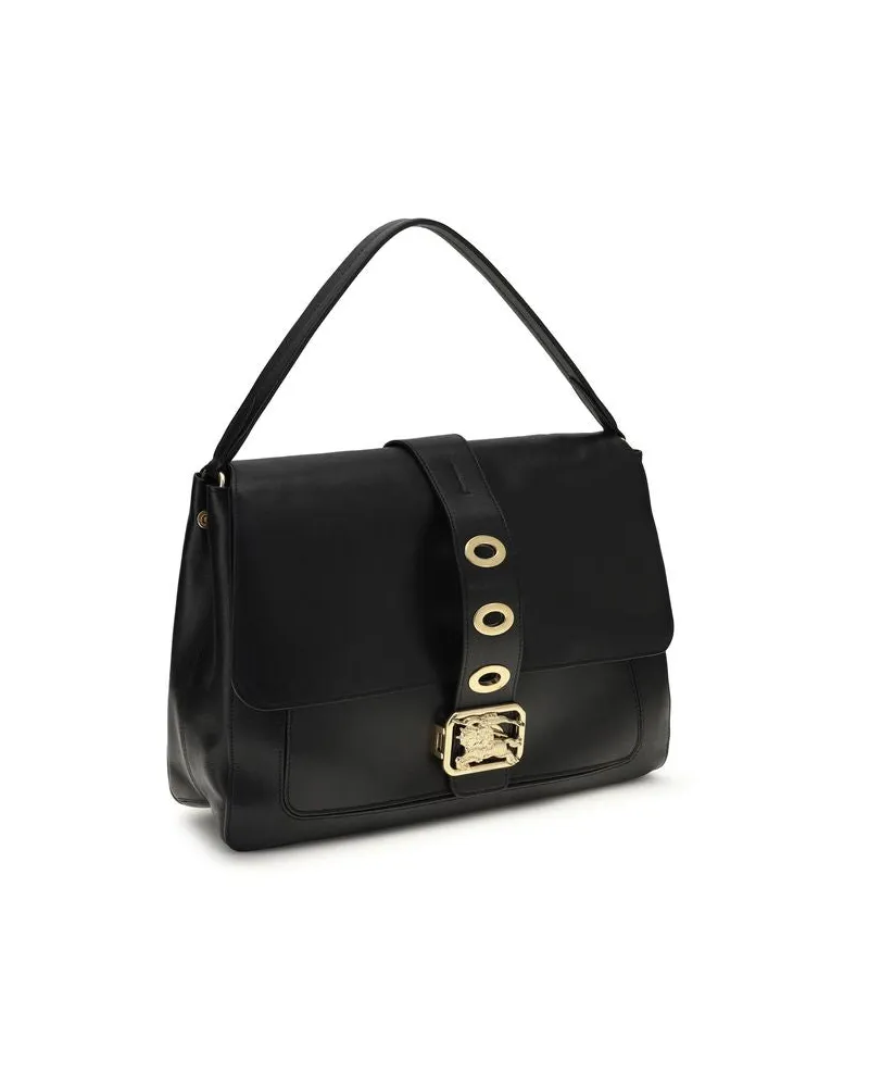 Burberry Women's Rider Shoulder Bag Black Lamb Ovis Aries Black