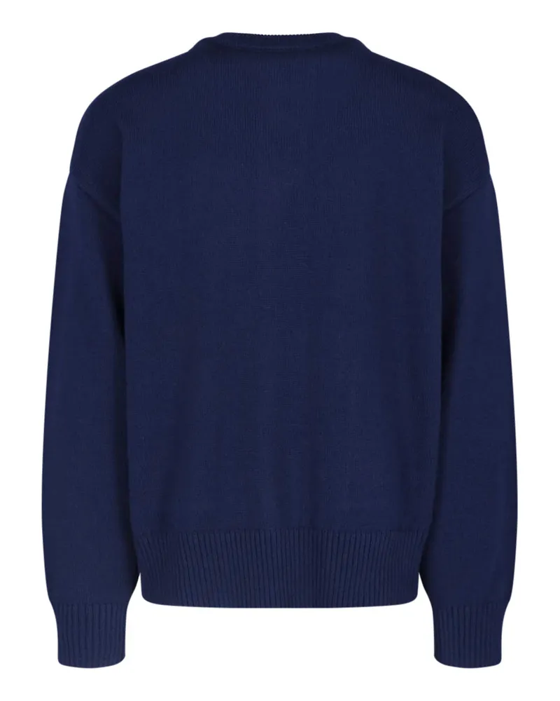 AMI Paris Men's Ami Sweaters Blue Wool Cotton Navy