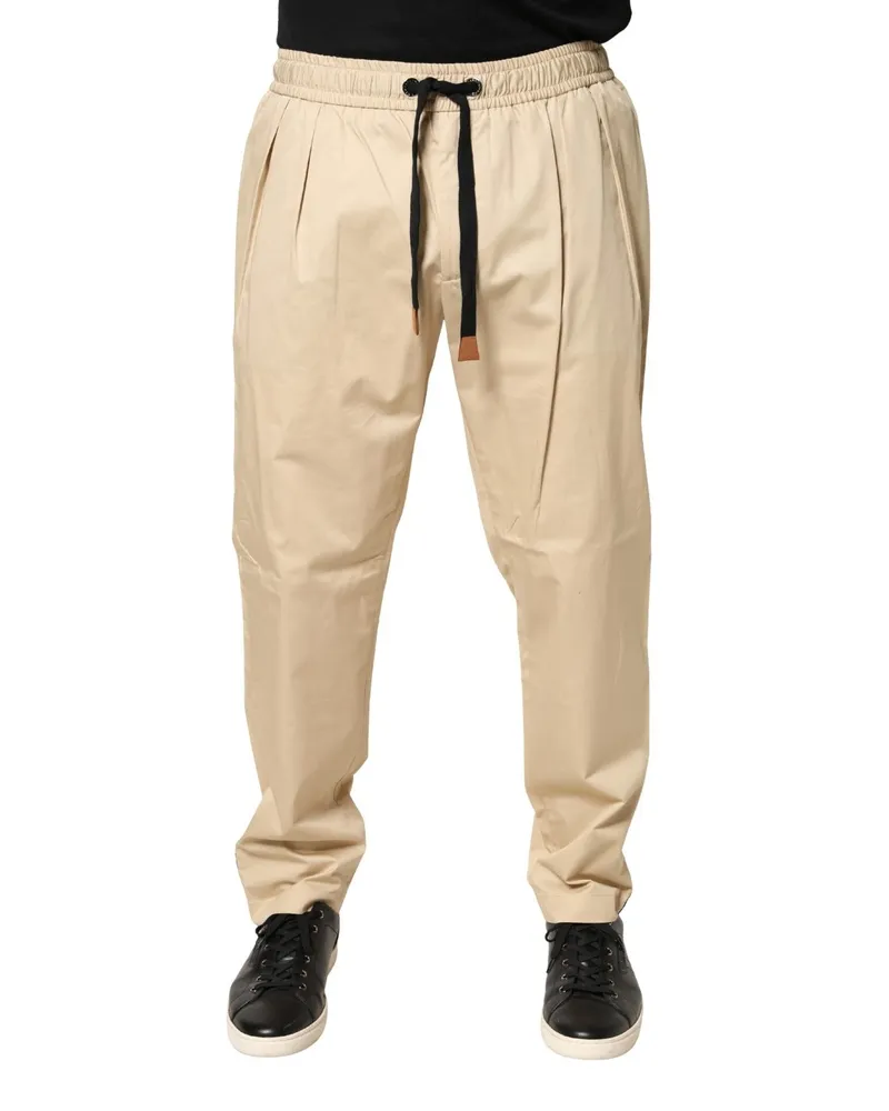 Dolce & Gabbana Men's Cotton-Blend Drawstring Joggers Beige Elastane Beige