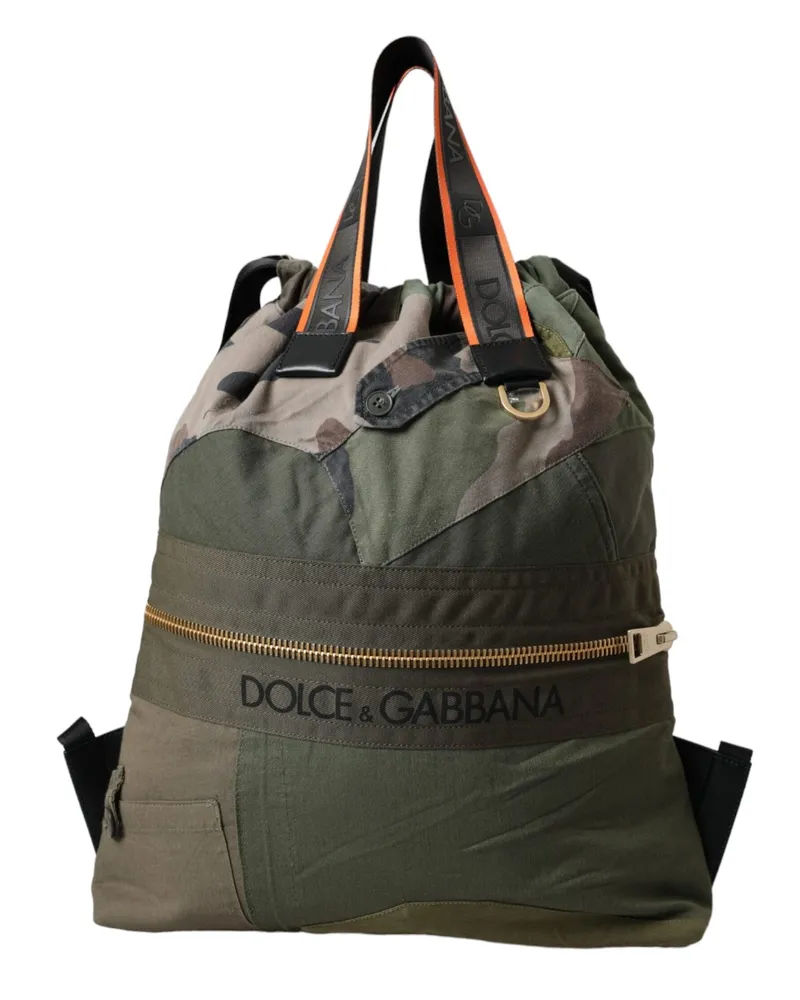 Dolce & Gabbana Men's Canvas Patchwork Backpack Green Green