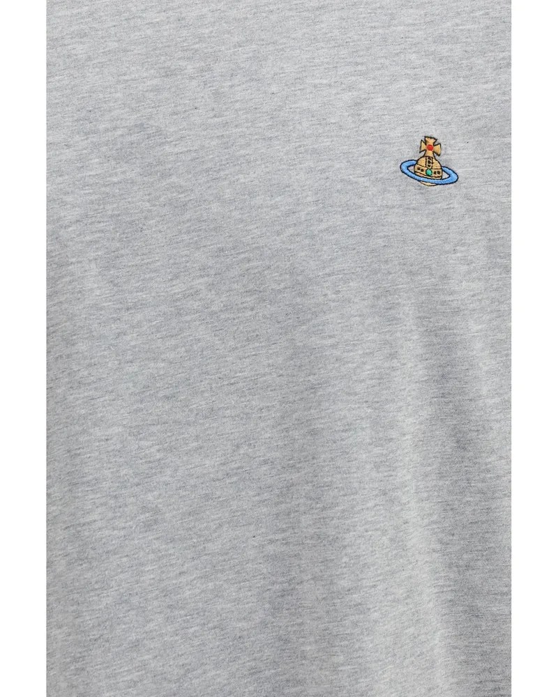 Vivienne Westwood Men T-Shirt Classic Orb Grey Melange Cotton T-Shirts And Polos Gray
