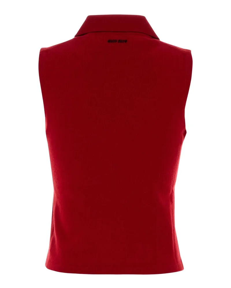 Miu Miu Women's Reed Cashmere Polo Shirt Rosso Red