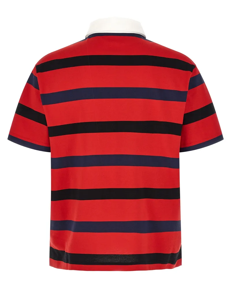 Prada Striped Cotton Polo Shirt — Red Red