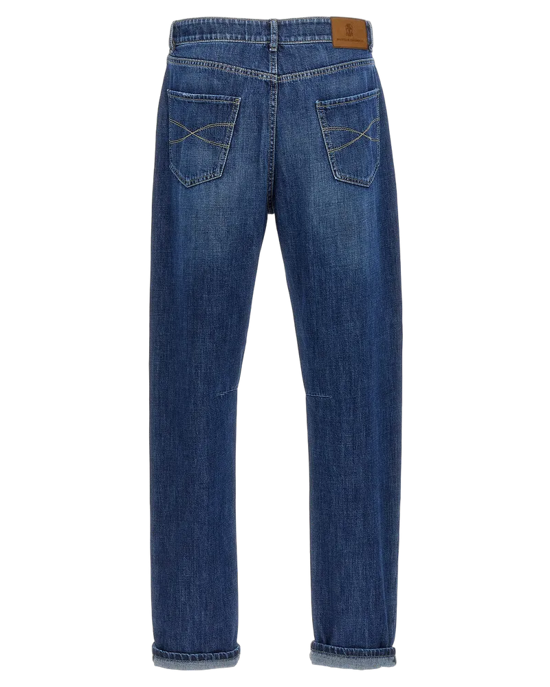 Brunello Cucinelli Men's Blue Cotton Relaxed Fit Jeans Clothing Blue
