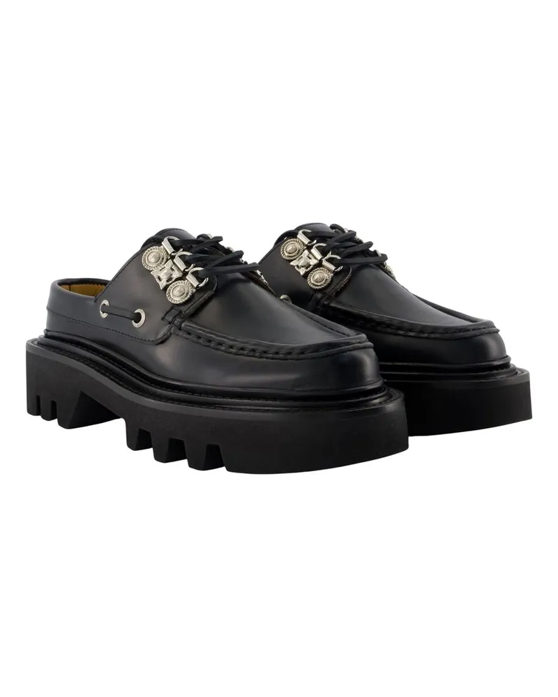 Toga Women's Lug-Sole Moccasin Black Calfskin Black