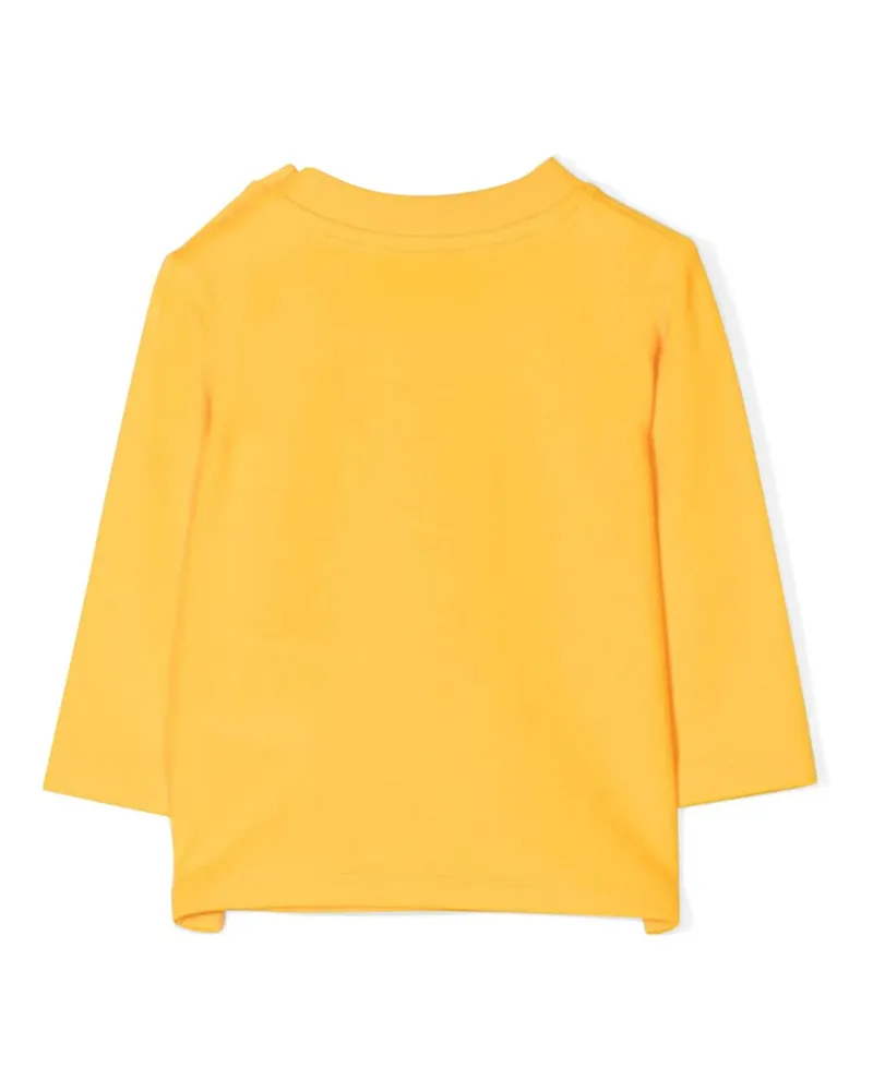 Moschino Logo-Embroidered Cotton T-Shirt — Yellow Yellow