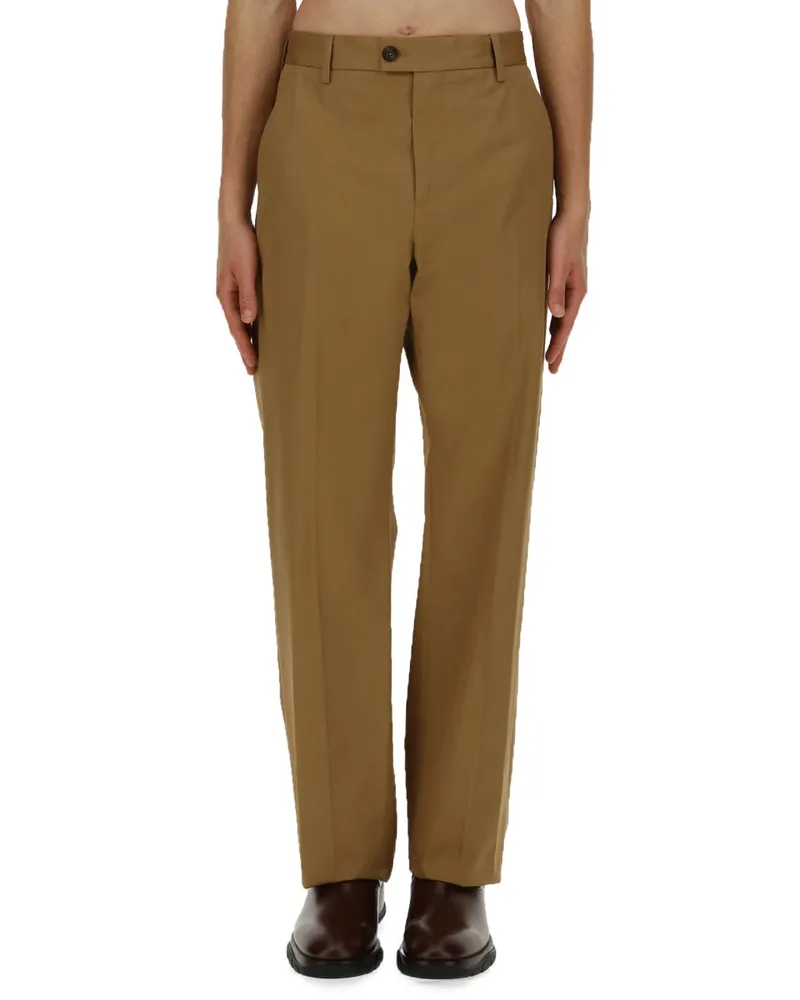 Alexander McQueen Logo Cotton Trousers — Beige Beige