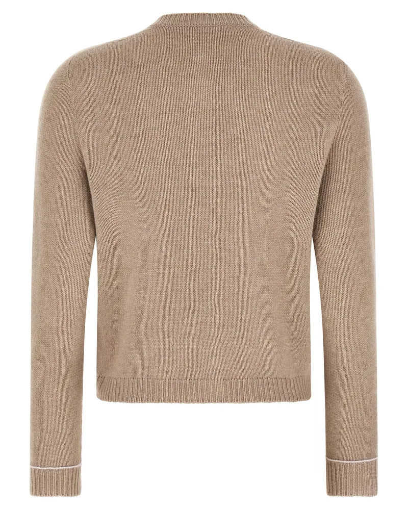 Fabiana Filippi Virgin Wool Blend Cardigan — Beige Beige