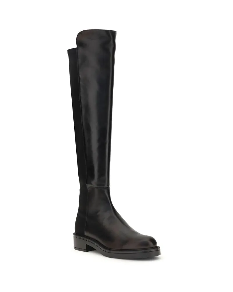 Stuart Weitzman Women's Black Leather Over The Knee Shoe Black