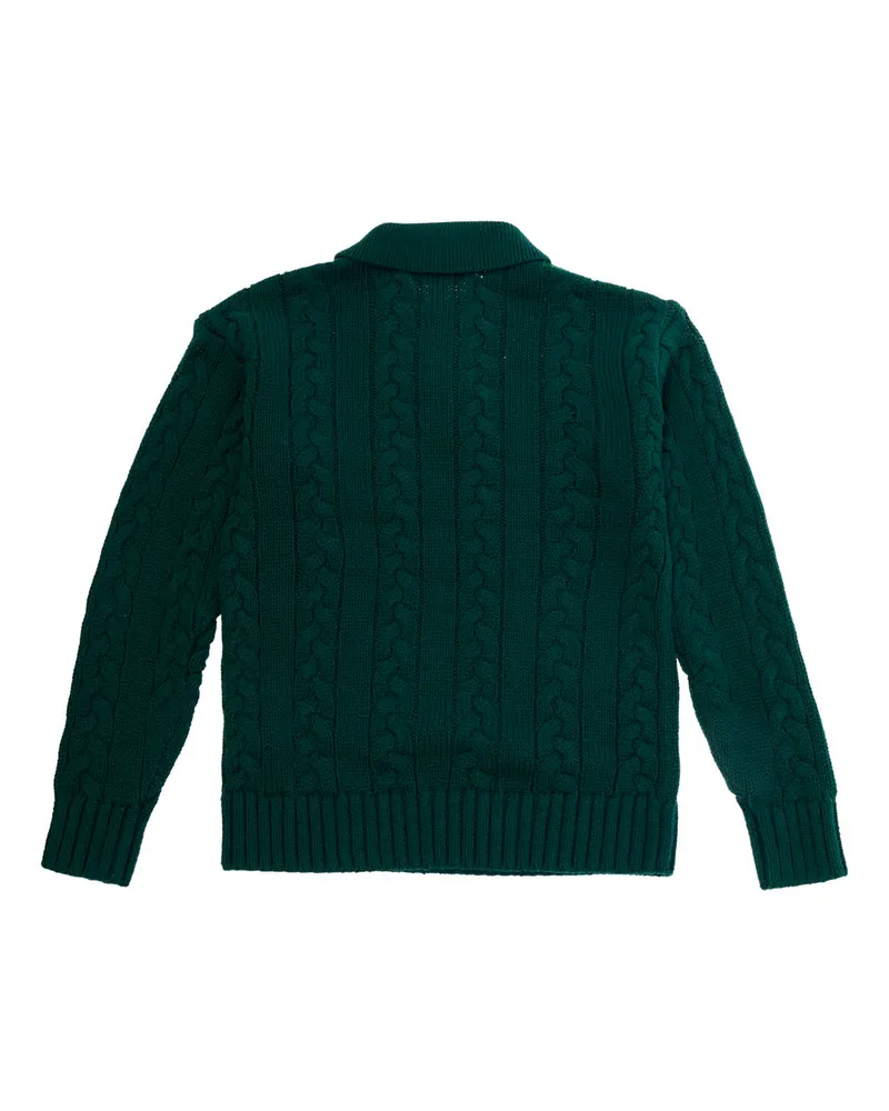 Ralph Lauren Cable-Knit Cotton-Wool Sweater — Green Green