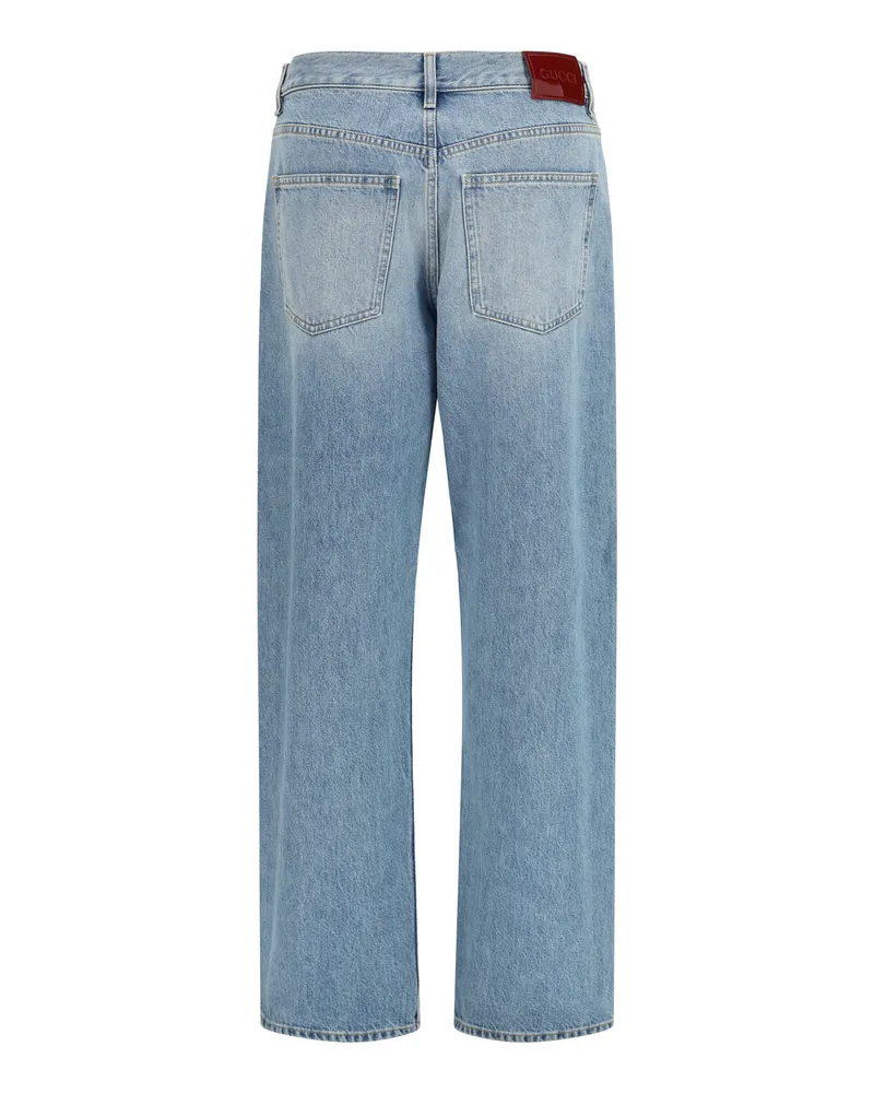 Gucci Women's Cotton Jeans Light Blue Blue