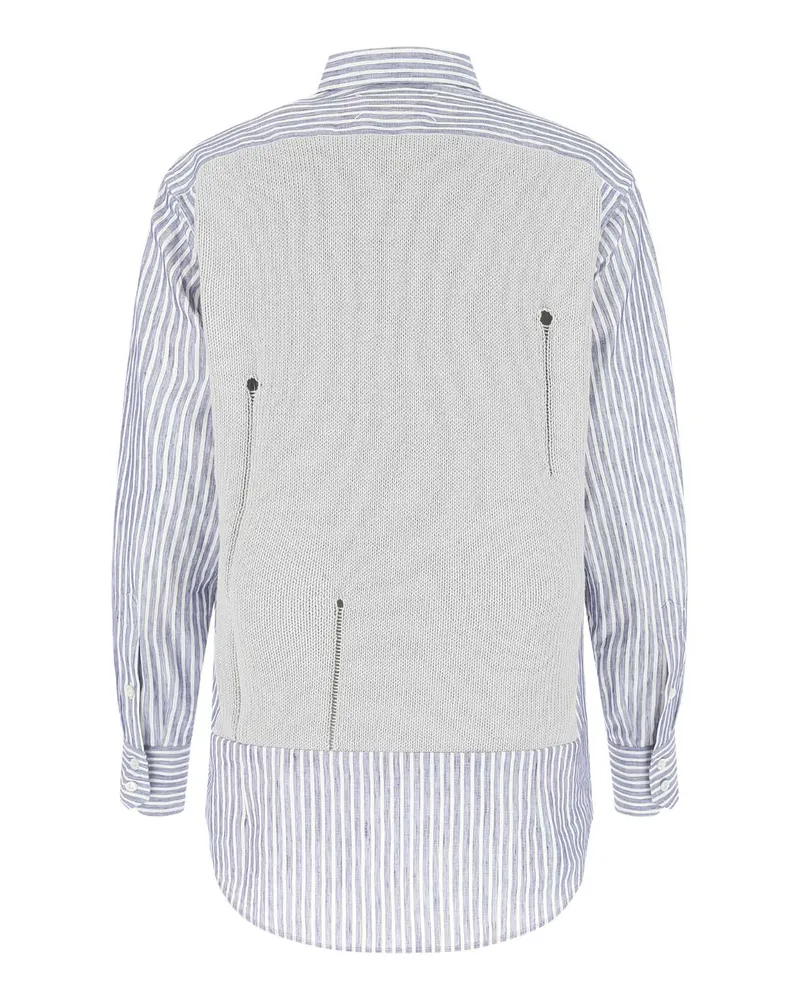 Maison Margiela Women's Embroidered Cotton Bend Shirt 524f Exterior: Linen Maglie Sweater White
