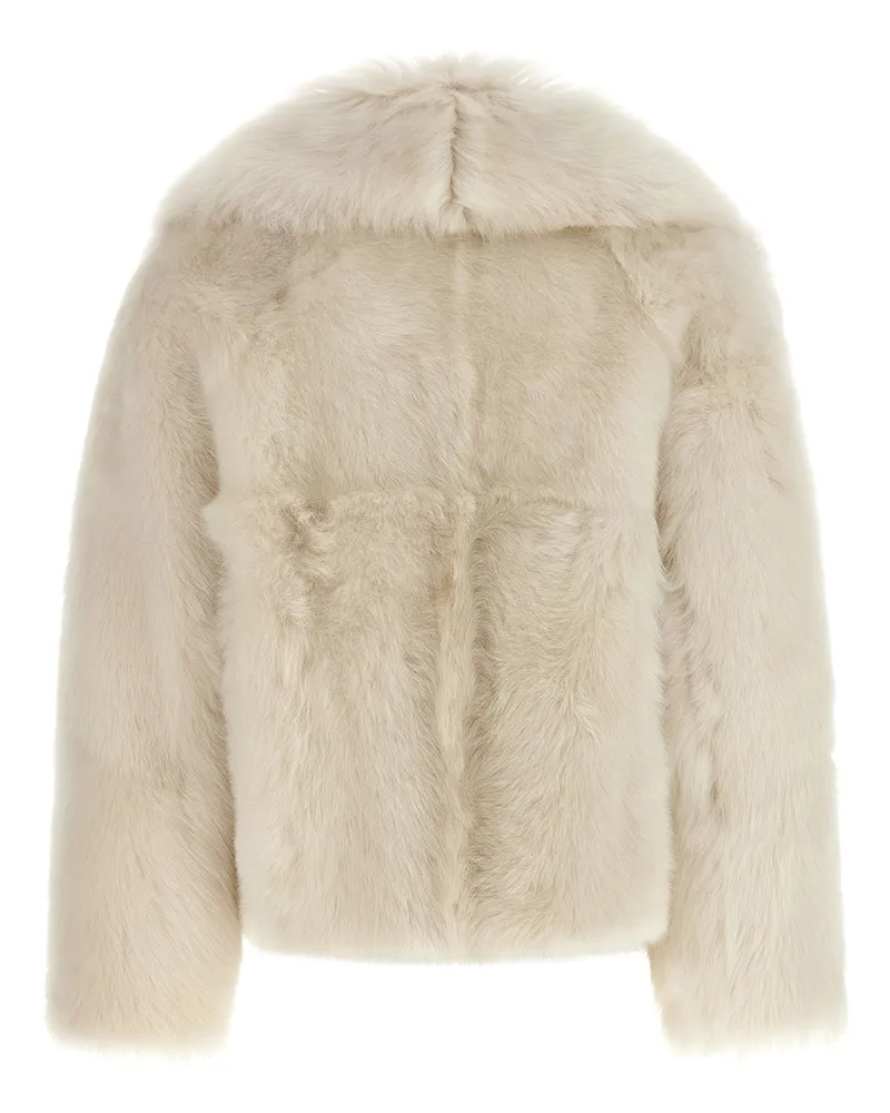 BLANCHA Women's White Lamb Fur Full-Length Jacket Clothing White