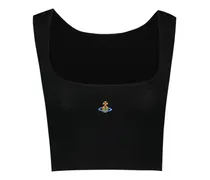 Women's Cropped Ribbed Viscose Tank Top Black Tops