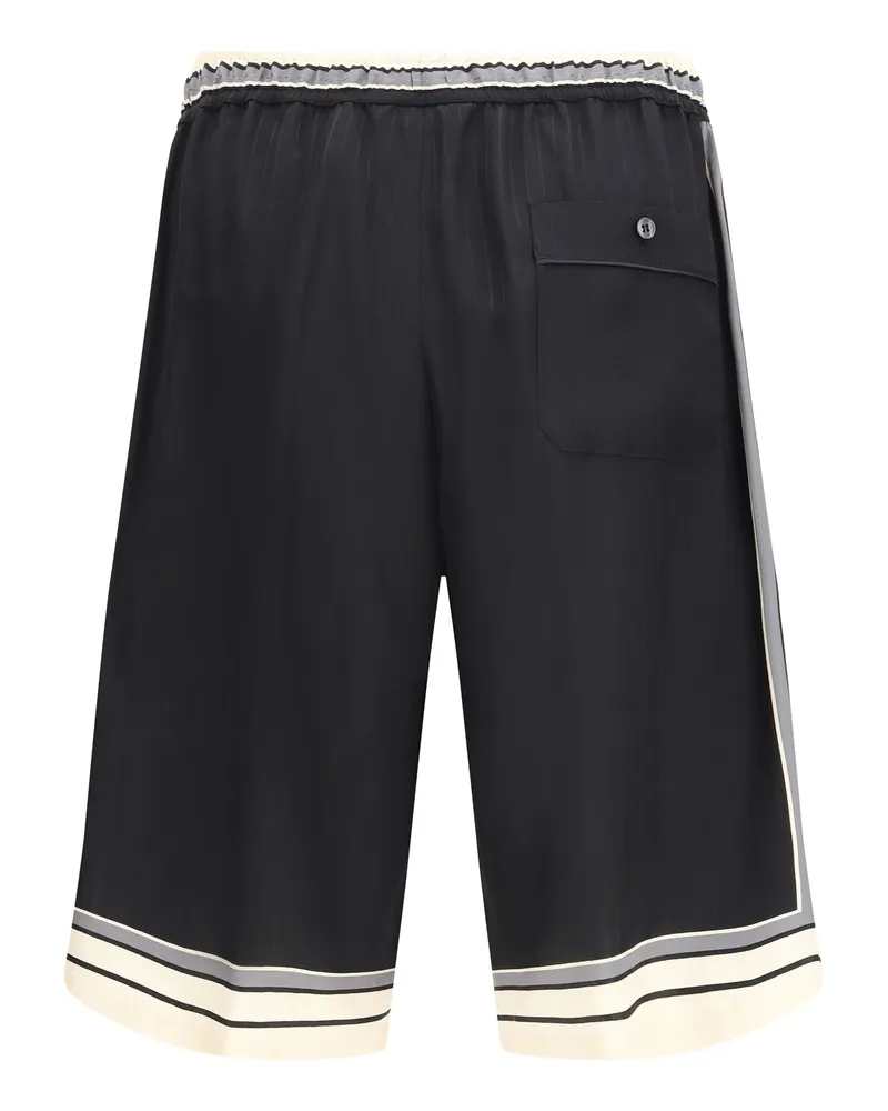 Dolce & Gabbana Men's Drawstring Shorts Righe F.nero Silk Bermuda Black
