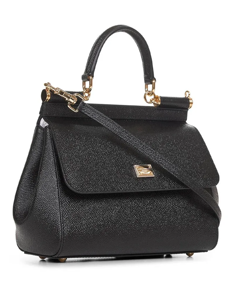 Dolce & Gabbana Women's Handbag Sicily Black Calf Leather Handbags Hand Bags Black