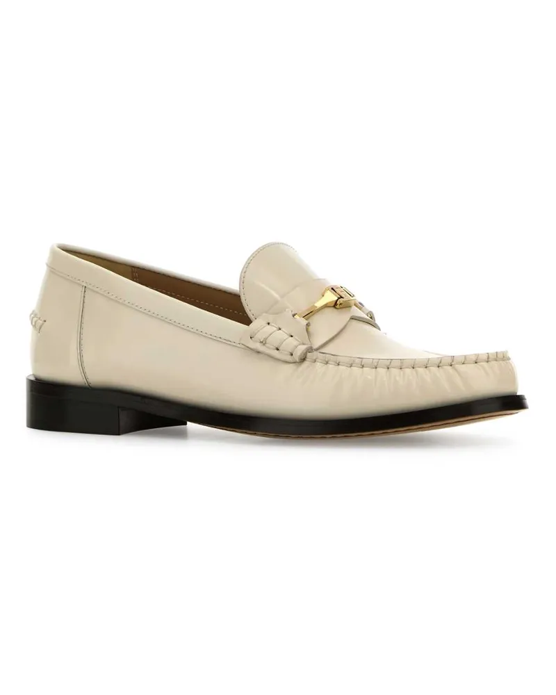 Ferragamo Women's Ivory Leather Harry Loafers Masbismas Mocassini Beige