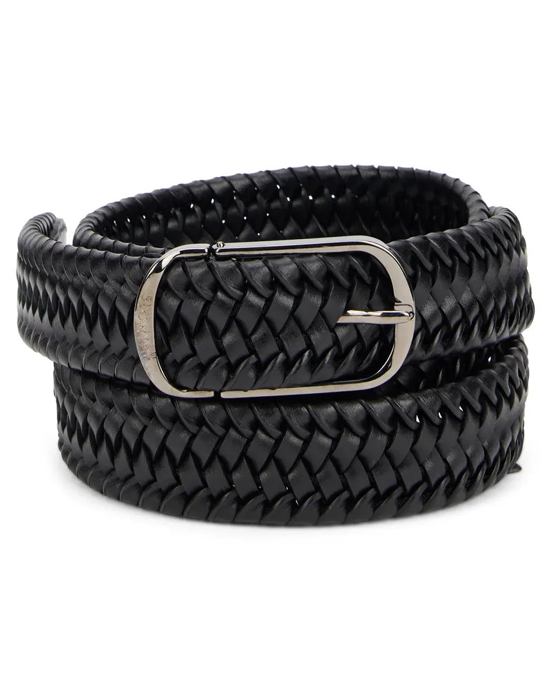 Slowear Men's Woven Leather Belt Black Black