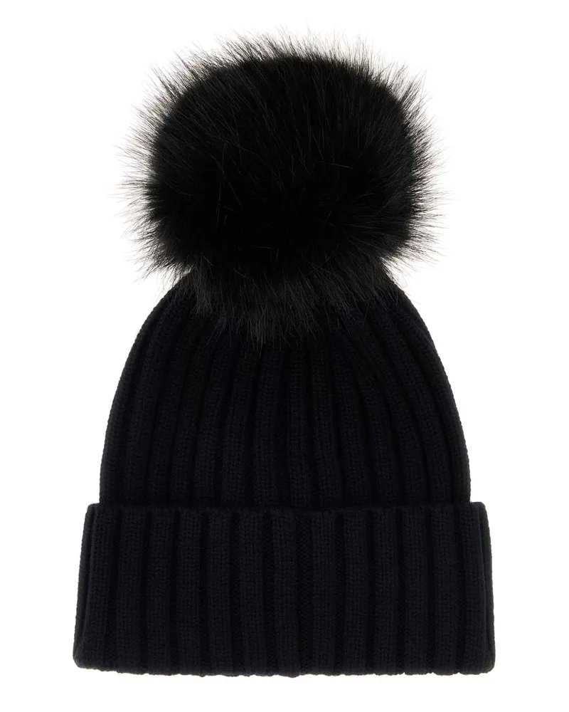 Moncler Women's Black Wool Beanie Hat Exterior: Virgin Cappelli E Fasce Per Capelli Black