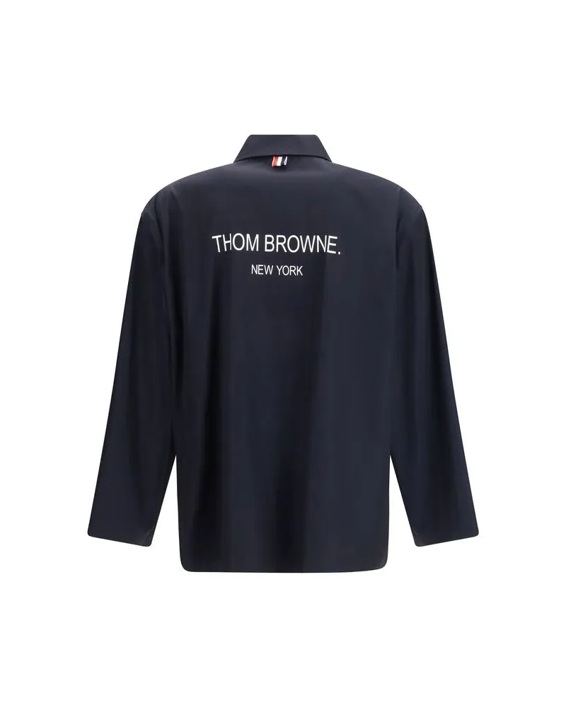 Thom Browne Men's Blue Polyester Coat Clothing Navy