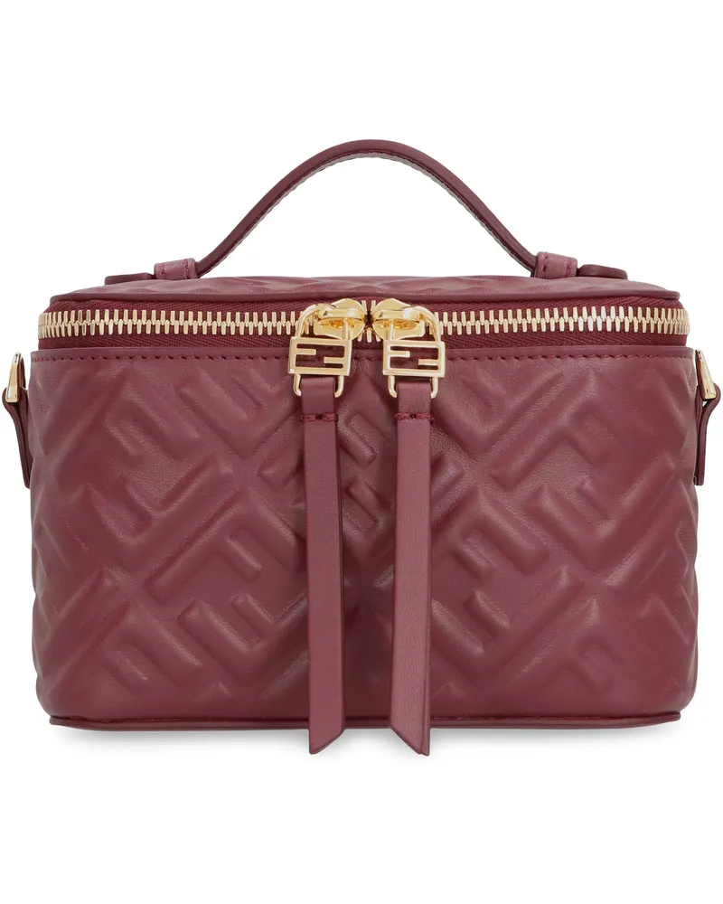 Fendi Women's Mini Leather Vanity Bag Burgundy General Lamb Handbags Hand Burgundy
