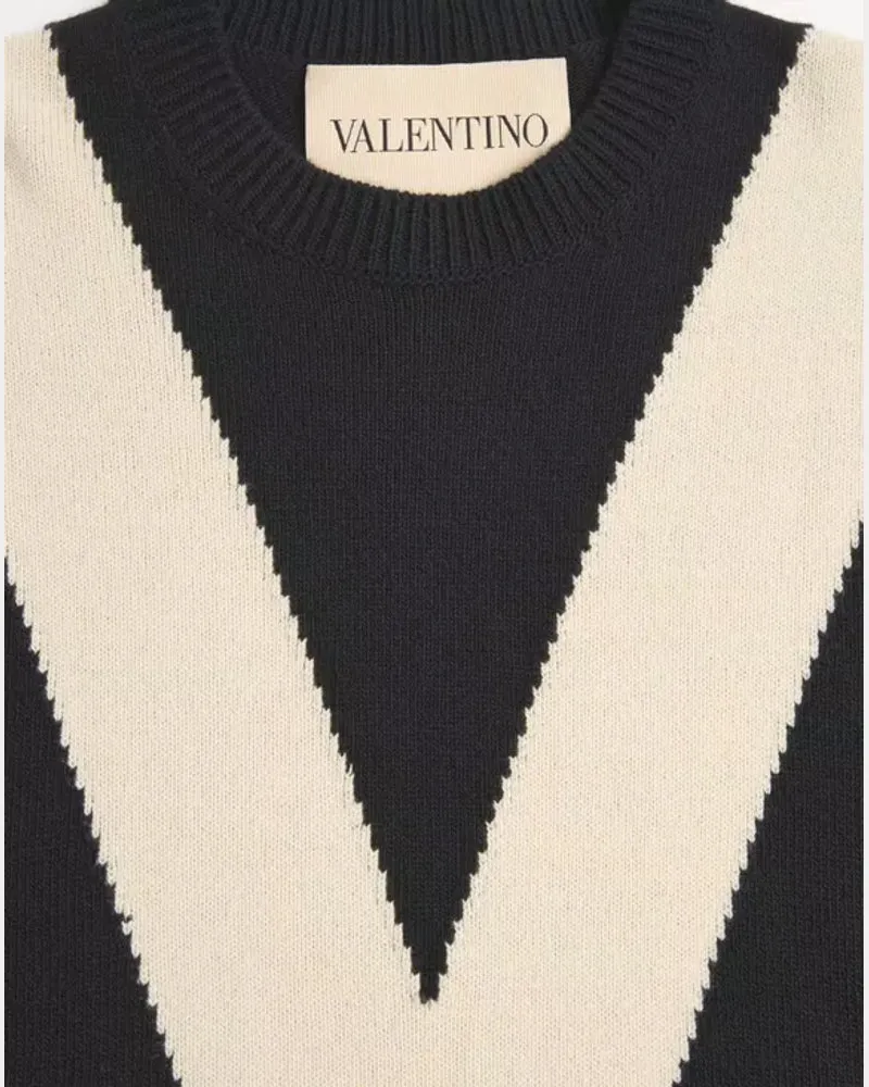 Valentino Garavani V-Stripe Knit Sweater — Black Black
