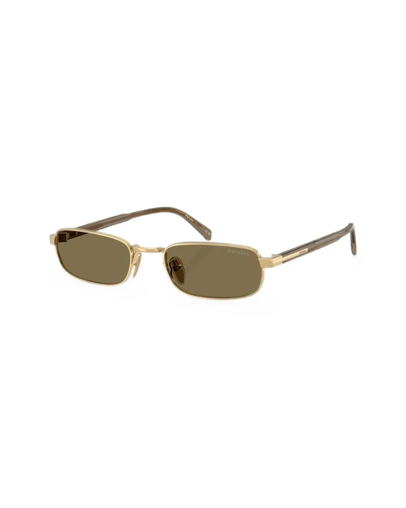 Prada PRB54S Gold-Tone Rectangular Sunglasses — Gold Gold