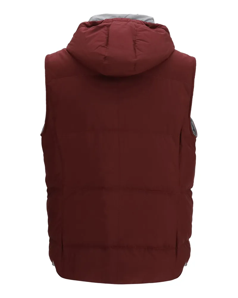 Brunello Cucinelli Hooded Gilet — Burgundy 