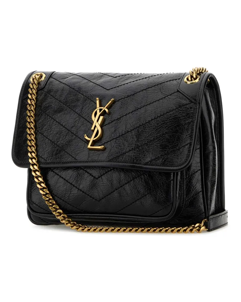 Saint Laurent Niki Calfskin Leather Shoulder Bag — Black Black