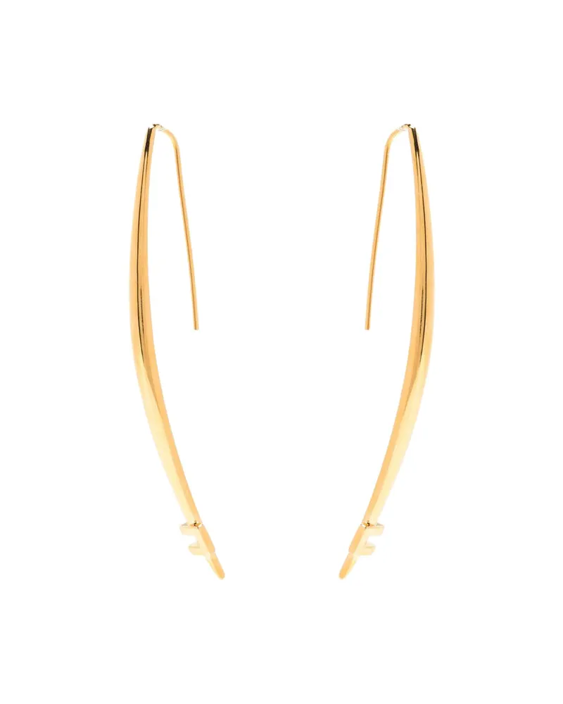 Elisabetta Franchi Gold-Tone Long Drop Earrings — Gold Gold