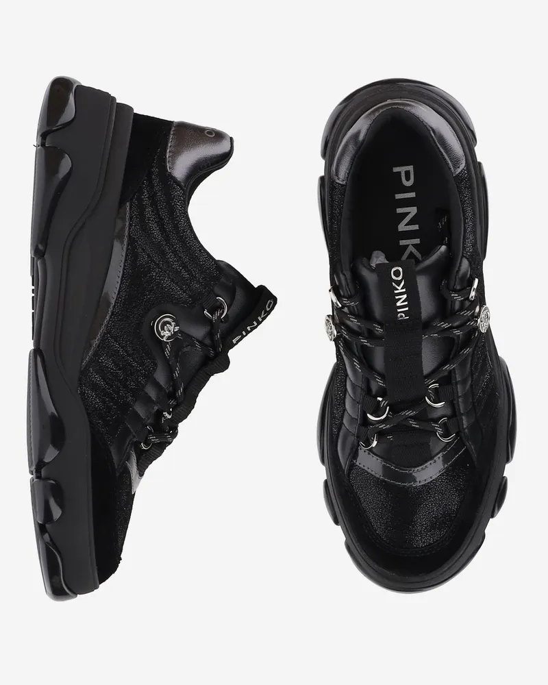 Pinko Women's Leather Sneakers Athena Black Upper: Cow Trainers Black